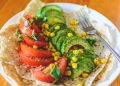 Sliced Tomato and Avocado on White Plate