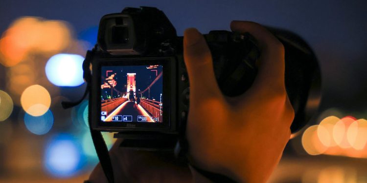 Nighttime Photography Capturing City Bridge