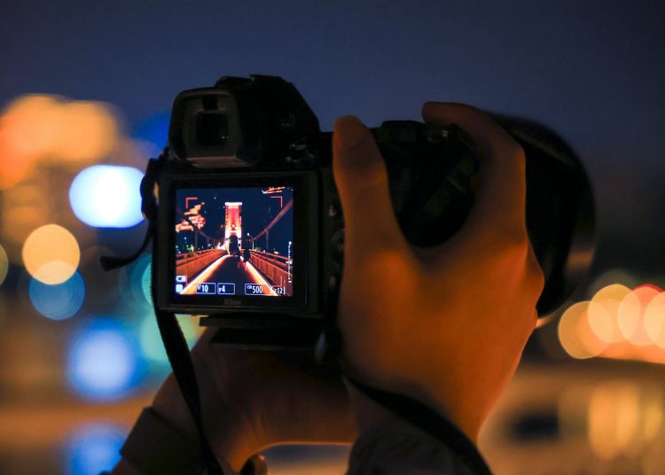 Nighttime Photography Capturing City Bridge
