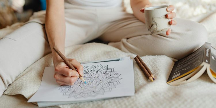 Woman Relaxing and Colouring