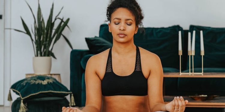Pretty Woman in Yoga Position