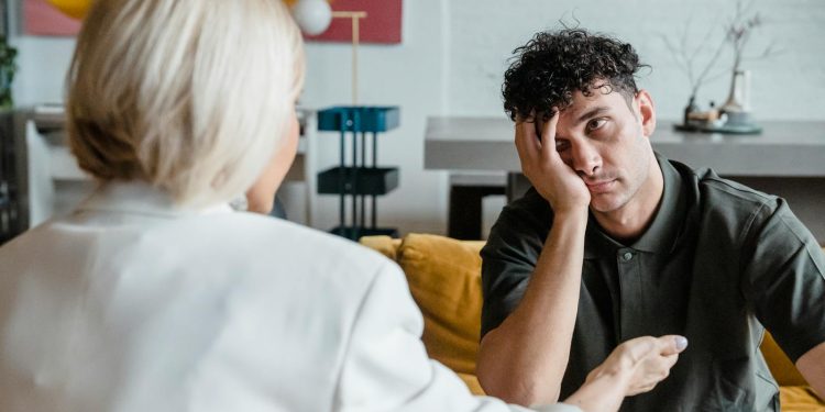 Man Looking at His Therapist
